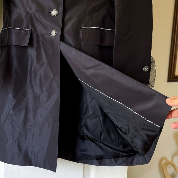Susanne Spatt Silk Rhinestone Trench Jacket Black Size 34 NWOT - Picture 2 of 10